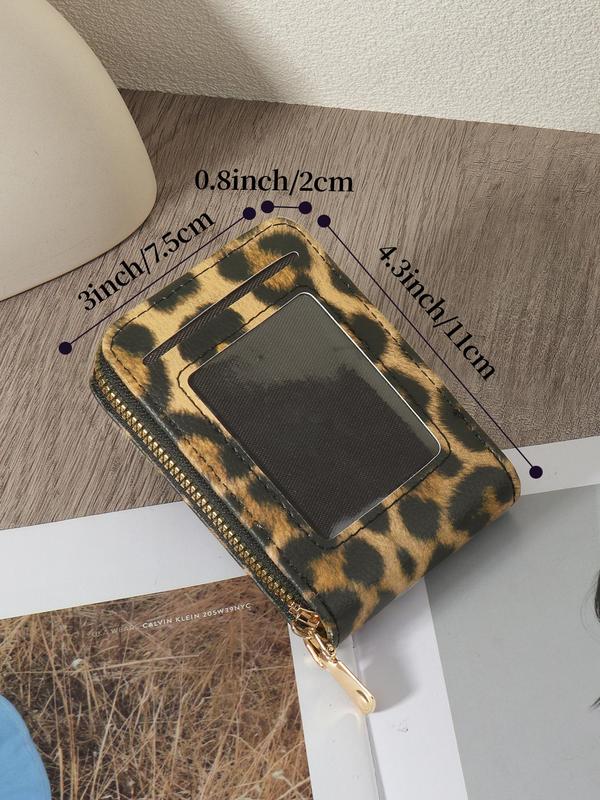 Women's Leopard Pattern Zipper Card Holder, Fashionable PU Leather Multi Card Card Holder for Daily Used, Casual Trendy Versatile High-quality Wallet for Women & Girls