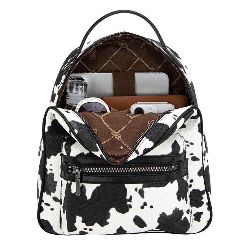 Cow Print Zippered Backpack-Wrangler Women’s Fashion Backpack –  Western Style