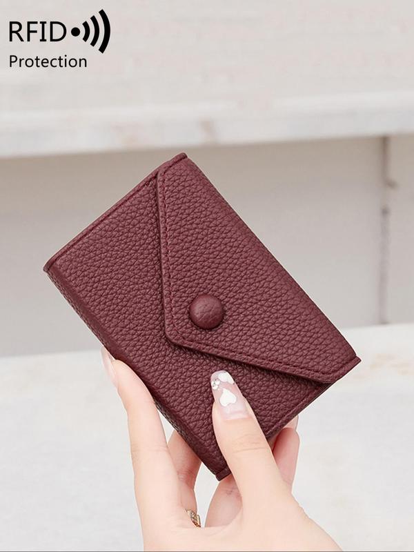 Simple Plain Color Card Holder,  Casual Versatile Mini RFID Blocking Card Holder for Men and Women, Lightweight Portable Minimalist PU Leather Solid Color Coin Small Wallet Card Holder