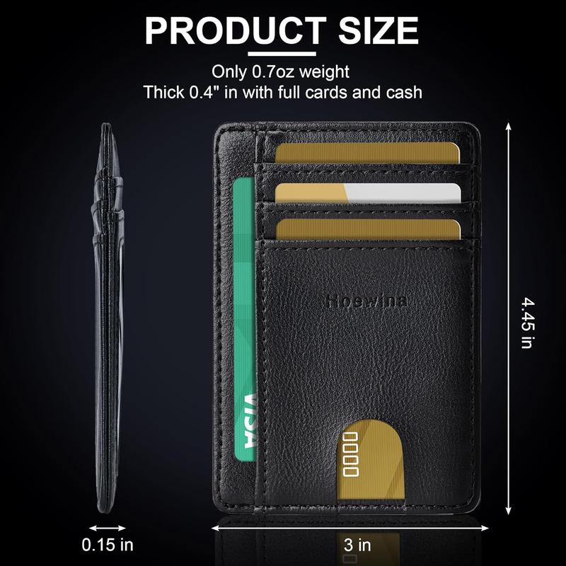 Slim Wallet for Men, Credit Card Holder Wallet, Minimalist Design - RFID Blocking Front Pocket Leather Thin Wallet for Men and Women(Cloud Black)