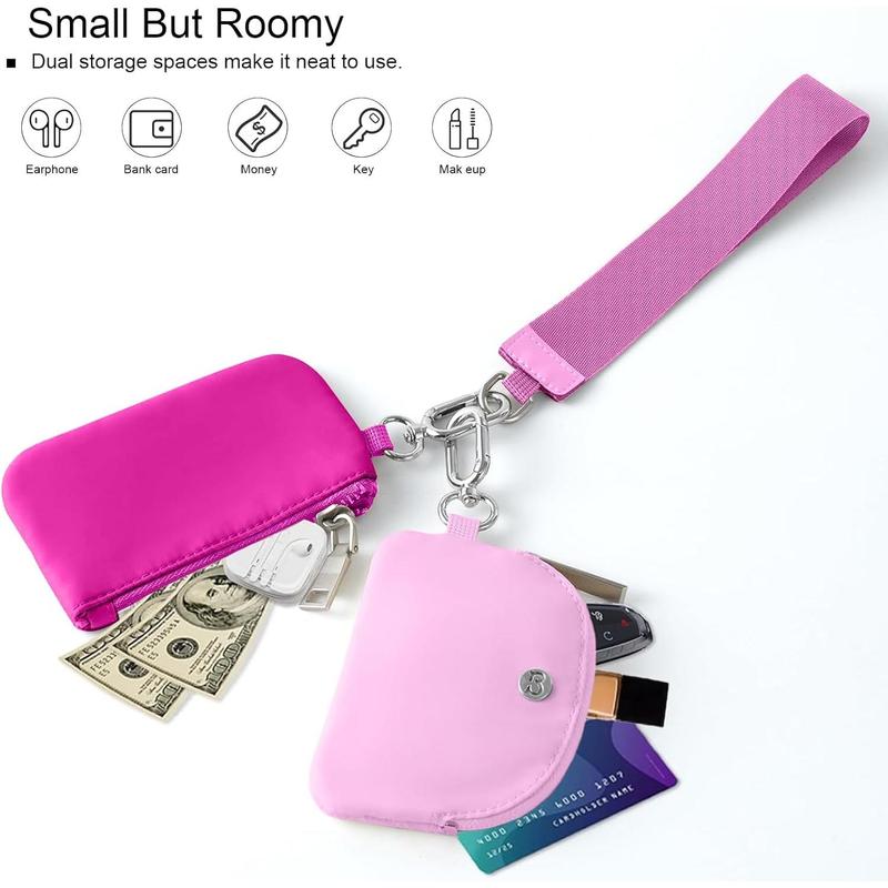 Zip Around Dual Pouch Wristlet Portable Wristlet Wallet Detachable Coin Purse Pouch for Women