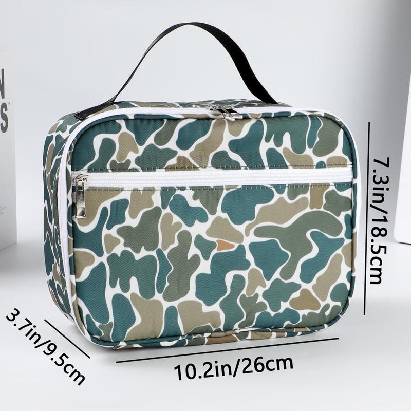 Camo Pattern Lunch Bag, Large Capacity Insulated Lunch Box with Handle, Lightweight Waterproof Lunch Bag for Outdoor Camping Picnic