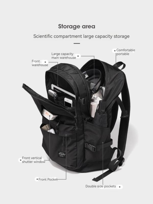 Casual Large Capacity Travel Backpack, Simple Design Zipper Backpack for Men & Women, Lightweight Backpack for Daily Use