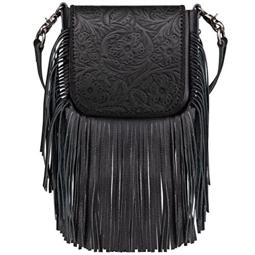 Montana West Fringe Purse Western Purses for Women Crossbody Bag Small Vegan Leather Cowhide Women's Crossbody Handbags MBB-RLC-L181-BR