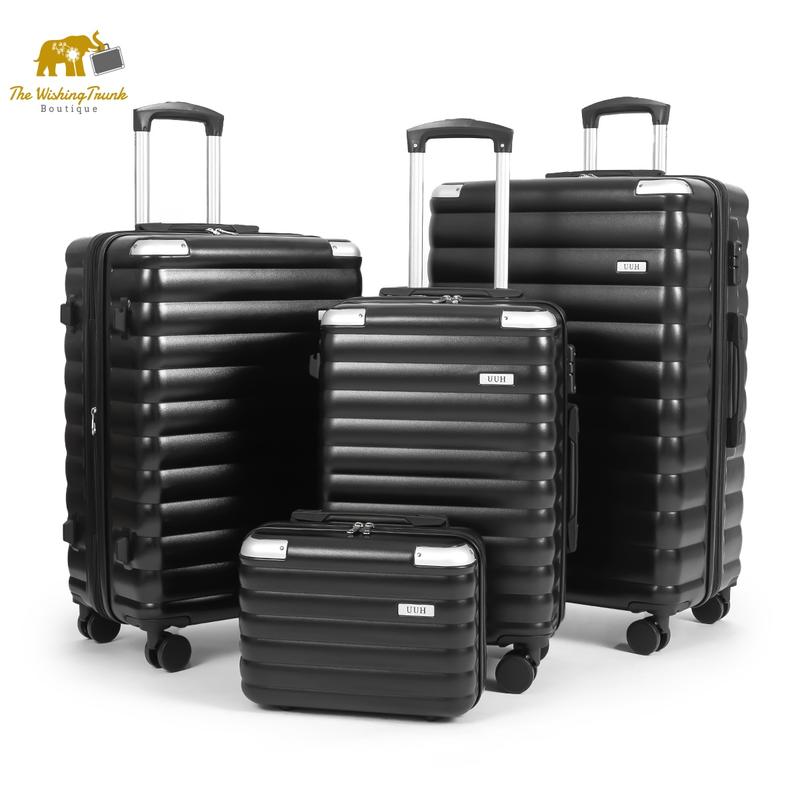 Expandable 4 Piece Luggage Set (13 20 24 28in) TSA Lock ABS Hardside Suitcase With Four Spinner Wheels and Scratch-Resistant Surface for Christmas Travel