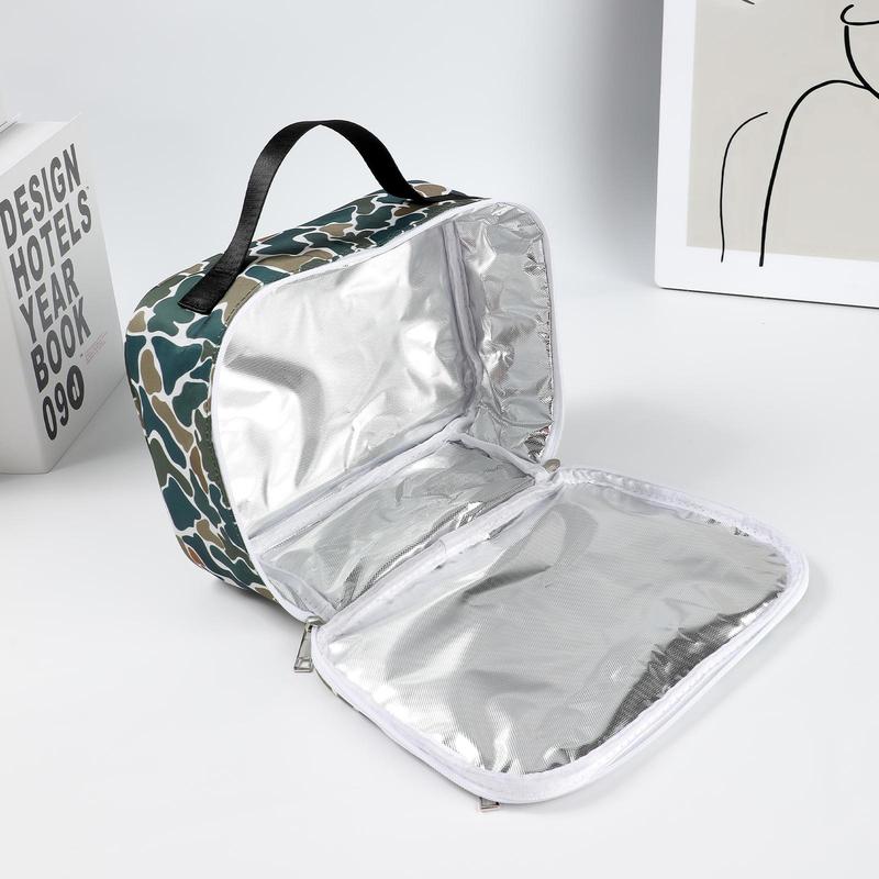 Camo Pattern Lunch Bag, Large Capacity Insulated Lunch Box with Handle, Lightweight Waterproof Lunch Bag for Outdoor Camping Picnic