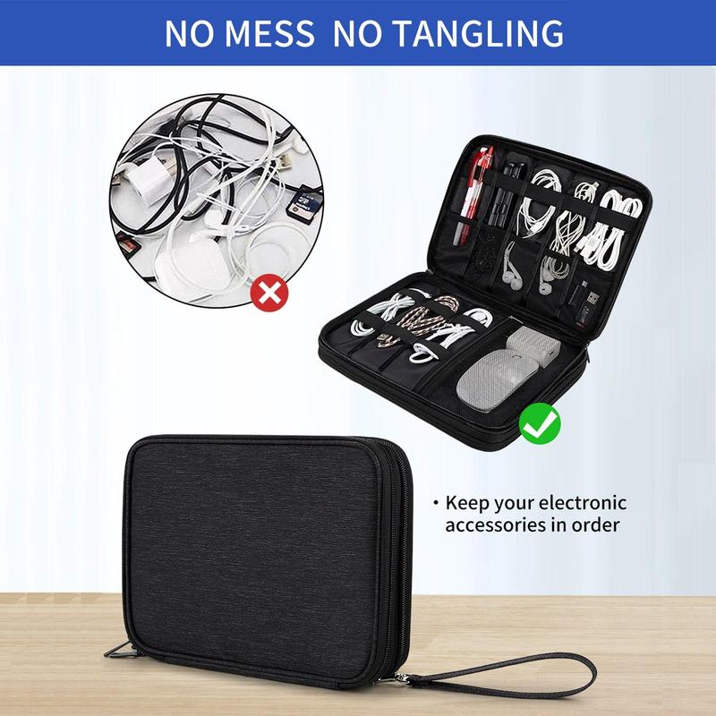 Portable Travel Cable Storage Bag, 1 Count Waterproof Electronic Accessories Storage Zipper Bag, Home & Travel Organizers Supplies