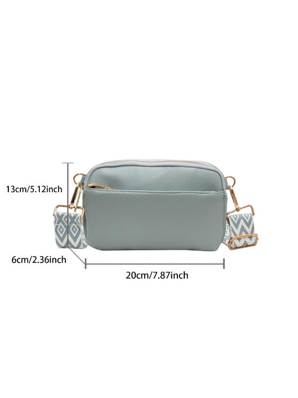 Women's Fashionable Geometric Pattern Bag Strap Design Zipper Crossbody Bag, Casual Versatile Shoulder Bag for Daily Commute, Trendy All-match Commuter Bag