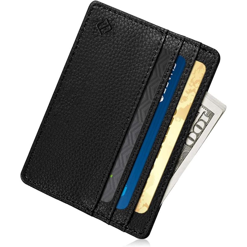 Slim Minimalist Front Pocket Wallet, RFID Blocking Credit Card Holder Card Cases with ID Window for Men Women, Black