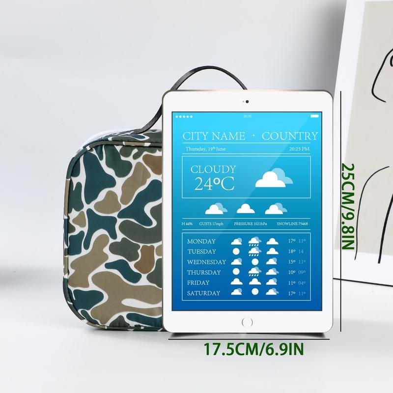 Camo Pattern Lunch Bag, Large Capacity Insulated Lunch Box with Handle, Lightweight Waterproof Lunch Bag for Outdoor Camping Picnic