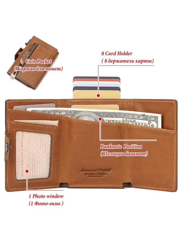 Men's Summer Minimalist Bifold Wallet, Casual Business Multi Card Slot Wallet, Anti-drop Device Money Slot Card Holder Gift for Boyfriend Men Dad, Simple Purse