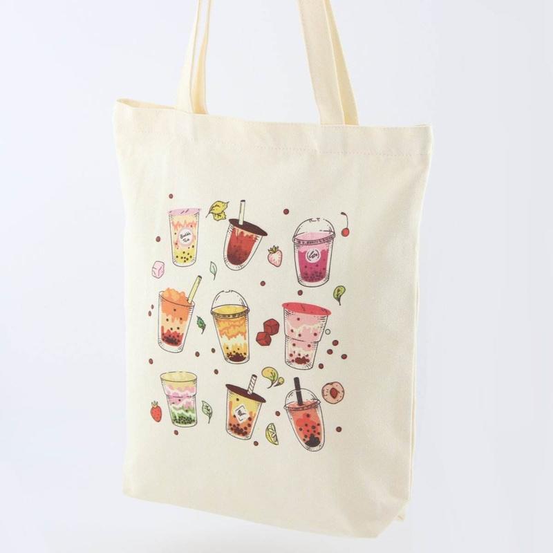 Boba Tote Bag with a Bubble Tea Keychain