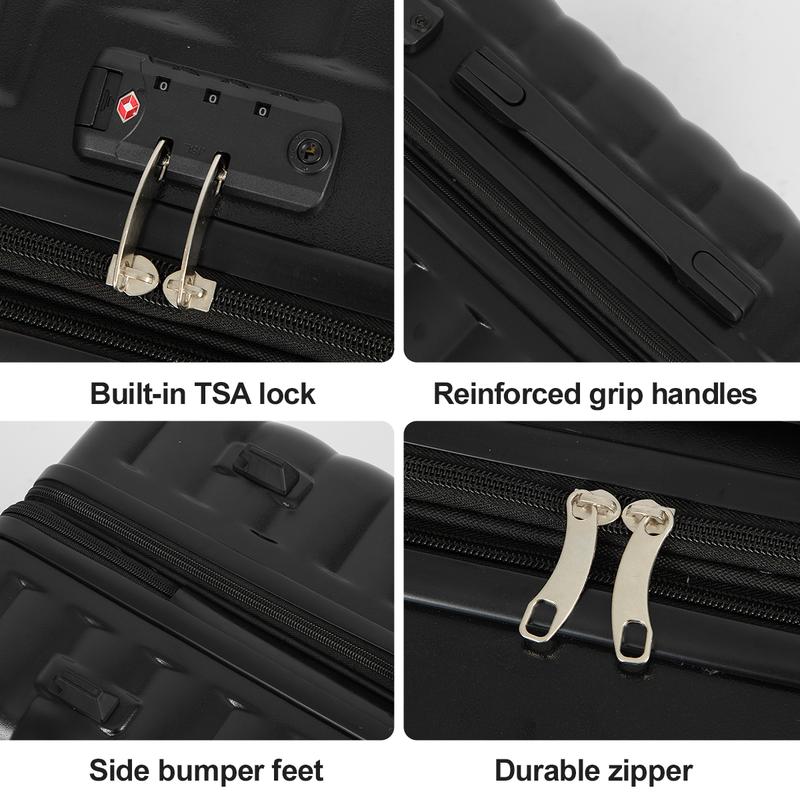 Expandable 4 Piece Luggage Set (13 20 24 28in) TSA Lock ABS Hardside Suitcase With Four Spinner Wheels and Scratch-Resistant Surface for Christmas Travel