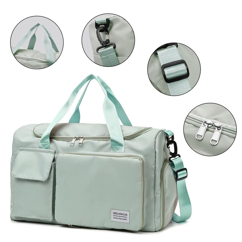 Large Foldable Travel Duffel Bag with Shoes Compartment, Sports Tote Gym Bag with Wet Pocket, Carry on Hospital Bags for Labor and Delivery, Shoulder Weekender Overnight Bag for Women and Men