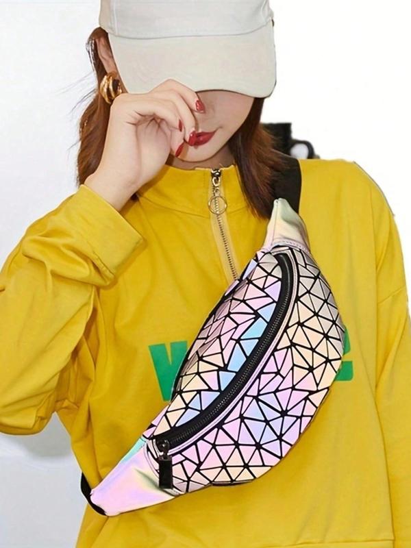 Fashionable Geometric Pattern Fanny Pack, Casual Versatile Zipper Belt Bag for Women, Trendy All-match Sling Bag for Daily Used