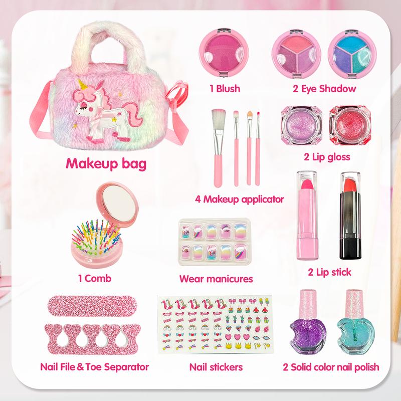 Unicorn Cute Bag Kid's Cosmetics Makeup Bag Children 4 5 6 7 8 + Pink Cute Bag Safe Cosmetic