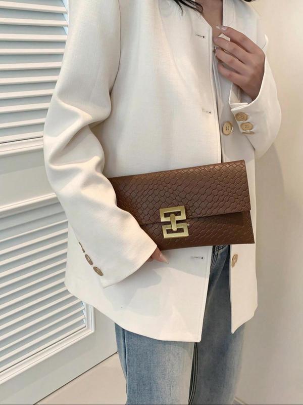 Women's Elegant Textured Design Flap Clutch, Trendy Versatile Buckle Bag, Fashionable Bag for Daily Use