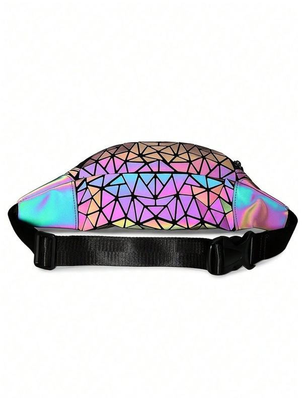 Fashionable Geometric Pattern Fanny Pack, Casual Versatile Zipper Belt Bag for Women, Trendy All-match Sling Bag for Daily Used