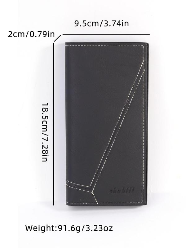 Men's Simple Plain Long Wallet, 2024 New Style Business Casual Multi Card Slot Bifold Wallet, Casual Trendy Ultra-thin Wallet for Work & Daily Use