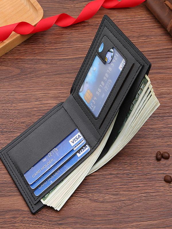 Men's Casual Star & Striped Textured Short Wallet, Lightweight Flag Design Anti-theft Card Holder, Business Casual Bifold Wallet for Daily Use