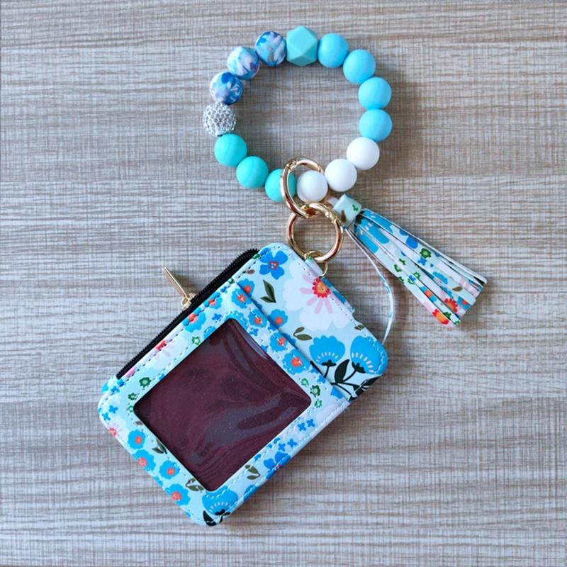 New Fashion Silicone Bracelet Folding Card Bag European and American Floral Leather Zipper Purse