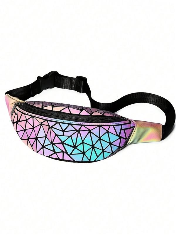 Fashionable Geometric Pattern Fanny Pack, Casual Versatile Zipper Belt Bag for Women, Trendy All-match Sling Bag for Daily Used