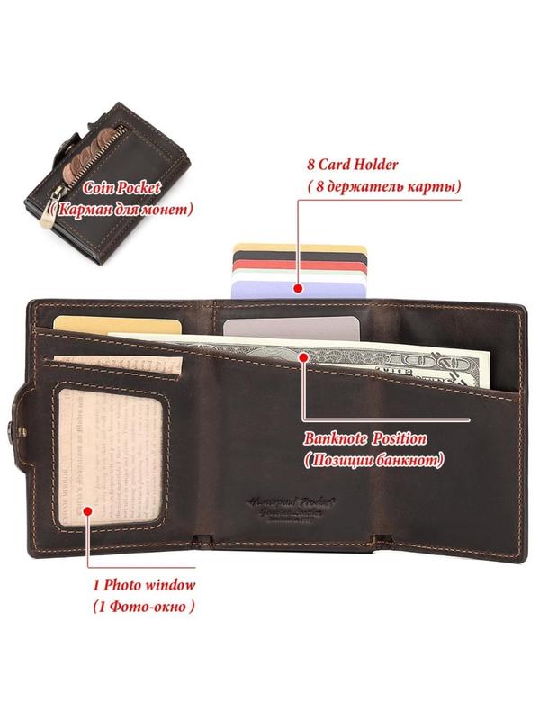 Men's Summer Minimalist Bifold Wallet, Casual Business Multi Card Slot Wallet, Anti-drop Device Money Slot Card Holder Gift for Boyfriend Men Dad, Simple Purse