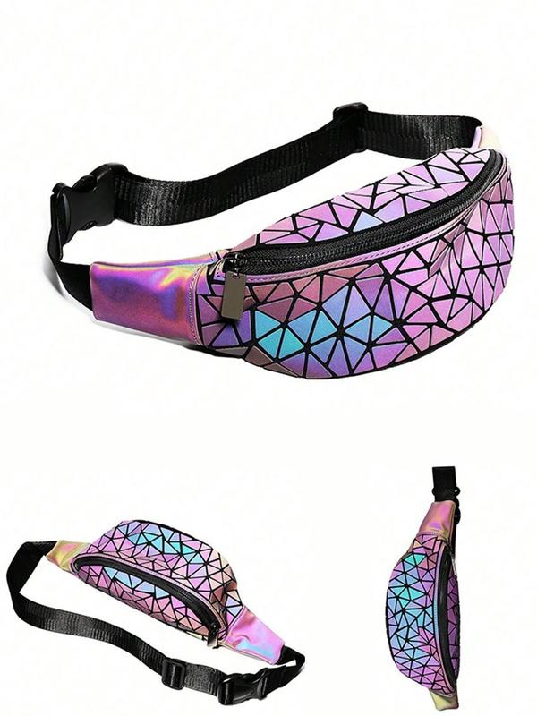 Fashionable Geometric Pattern Fanny Pack, Casual Versatile Zipper Belt Bag for Women, Trendy All-match Sling Bag for Daily Used