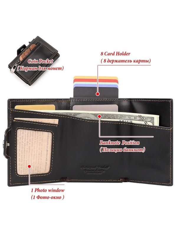 Men's Summer Minimalist Bifold Wallet, Casual Business Multi Card Slot Wallet, Anti-drop Device Money Slot Card Holder Gift for Boyfriend Men Dad, Simple Purse