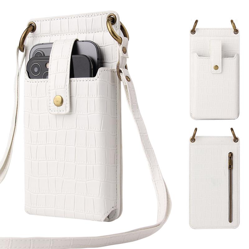 Stylish Mini Cell Phone Bag Crossbody Bag Wallet Purse with Mirror Card Slots Adjustable Shoulder Strap Crocodile Pattern For Women Girls