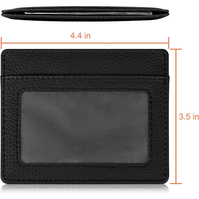 Slim Minimalist Front Pocket Wallet, RFID Blocking Credit Card Holder Card Cases with ID Window for Men Women, Black