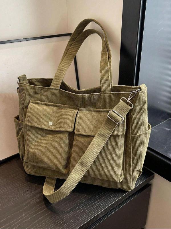 Women's Solid Color Textured Tote Bag, Large Capacity Crossbody Bag for Daily Used, Casual Trendy Versatile High-quality Daily Commuting Bag, Girl Fashionable Shopping Bag