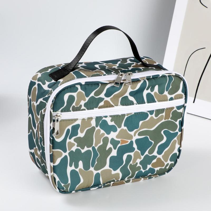 Camo Pattern Lunch Bag, Large Capacity Insulated Lunch Box with Handle, Lightweight Waterproof Lunch Bag for Outdoor Camping Picnic