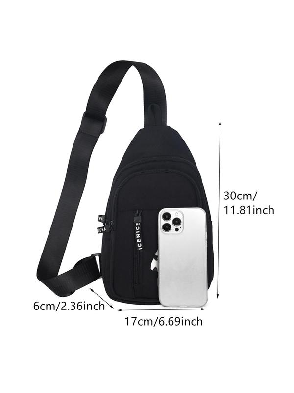 Men's Summer Nylon Zipper Belt Bag with Charm, Lightweight Casual Chest Bag, Simple Plain Color Bag for Daily Used, 2024 Casual Trendy Versatile High-quality Daily Commuting Bag