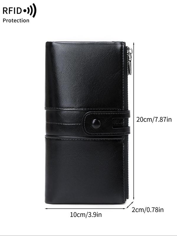 Women's Solid Color Long Wallet, with RFID Blocking, Fashionable Zipper Wallet for Daily Used, Casual Trendy Versatile High-quality Daily Wallet, Girl Fashionable Shopping Wallet