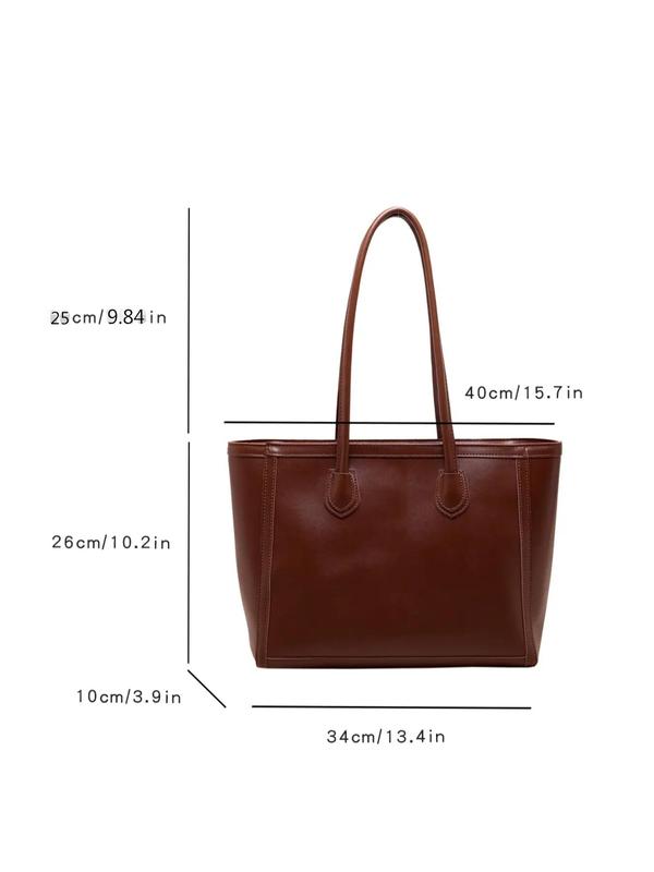 Women's Solid Color Large Capacity Tote Bag, Zipper Shoulder Bag for Daily Used, Casual Trendy Versatile High-quality Daily Commuting Bag, Girl Shopping Bag