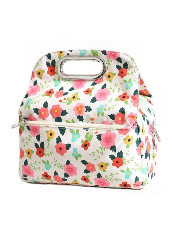 Cute Floral Leopard Pattern Lunch Bag, Waterproof Insulated Lunch Bag, Multi-functional Lunch Bag for Women & Girls