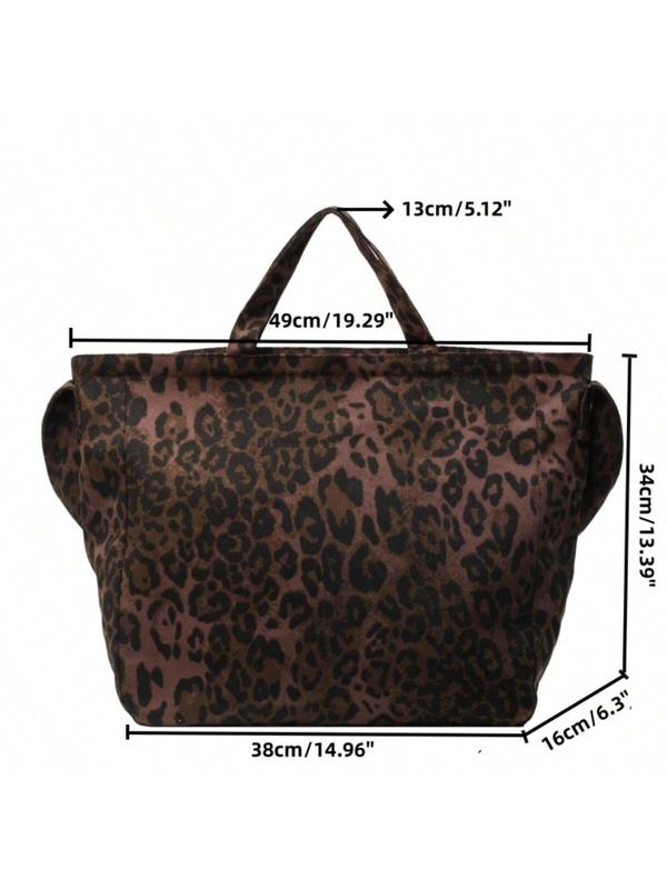 Fashion Leopard Pattern Tote Bag, Large Capacity Shoulder Bag for Women, Casual Trendy Versatile High-quality Daily Commuting Bag, Girl Fashionable Shopping Bag