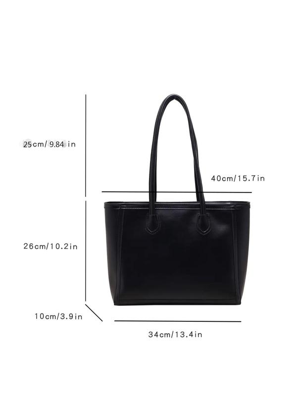 Women's Solid Color Large Capacity Tote Bag, Zipper Shoulder Bag for Daily Used, Casual Trendy Versatile High-quality Daily Commuting Bag, Girl Shopping Bag