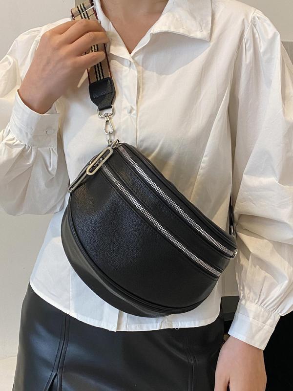 Women's Fashionable Fanny Pack, Casual Versatile Zipper Chest Bag for Daily Used, Trendy All-match Sling Bag for Women & Girls