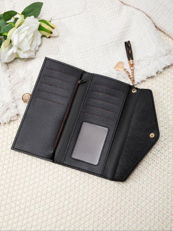 Women's Fashionable Geometry Pattern Long Wallet, Casual Versatile Large Capacity Card Storage Wallet with Tassel Charm, Trendy All-match & Exquisite Wallet for Birthday Gift