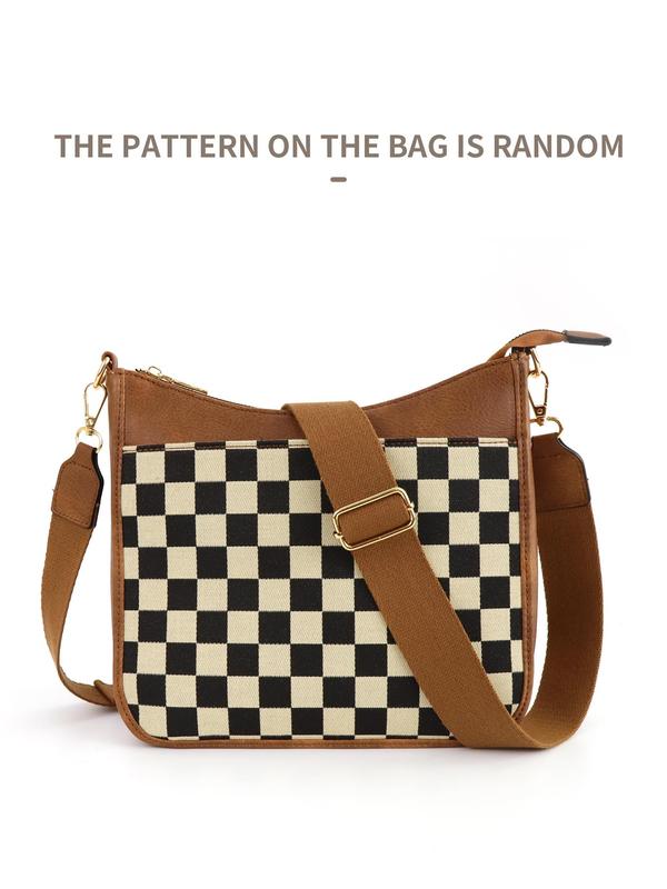 Fashionable Checkerboard Pattern Crossbody Bag, Casual Versatile Shoulder Bag for Women, Trendy All-match Commuter Bag for Daily Used