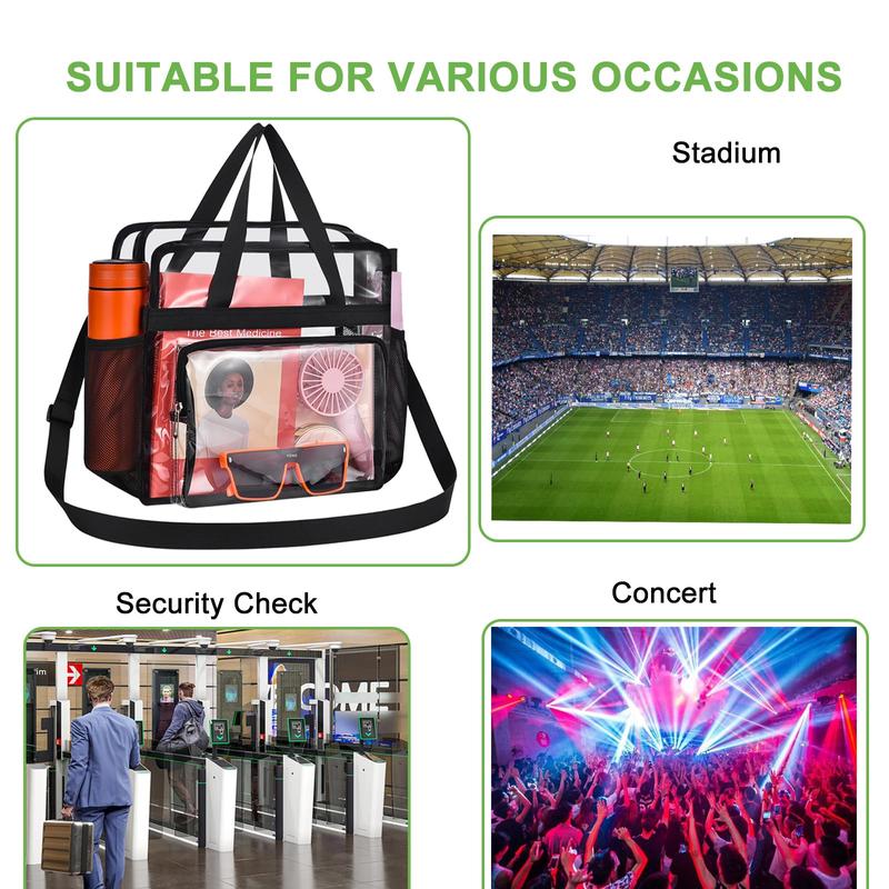 Clear Tote Bag with Removable Strap, 1 Count Transparent Lunch Bag with Handle, Portable Storage Bag for Stadium Work Sports Festival