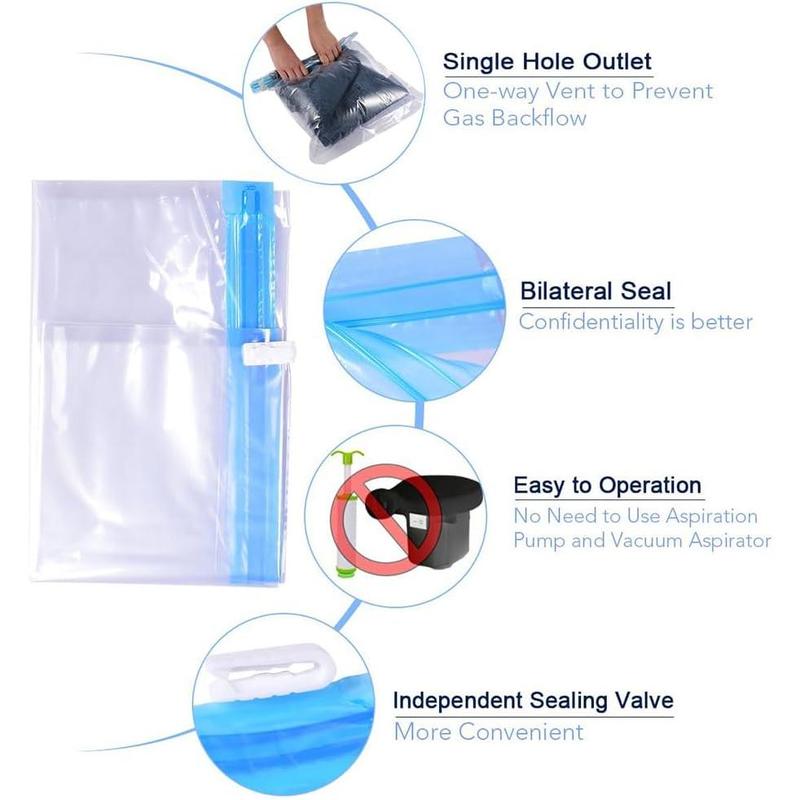 Compression Bags for Travel - Travel Essentials - 12 Pack Space Saver Bags - No Vacuum or Pump Needed - Vacuum Storage Bags for Travel Accessorie - Travel and Home Packing Organizers (transparent)