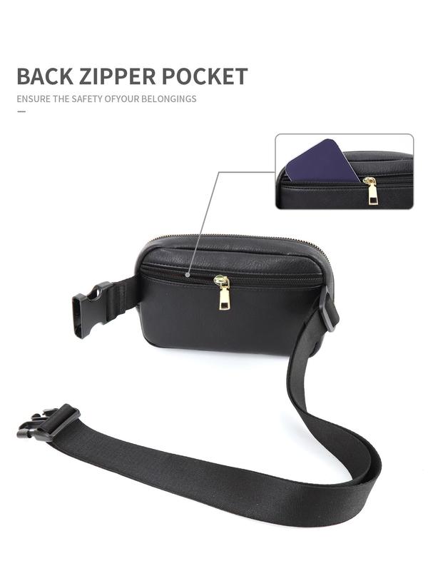 Checkerboard Pattern Fanny Pack, Fashionable PU Leather Zipper Belt Bag for Women, Casual Trendy Versatile High-quality Daily Commuting Bag