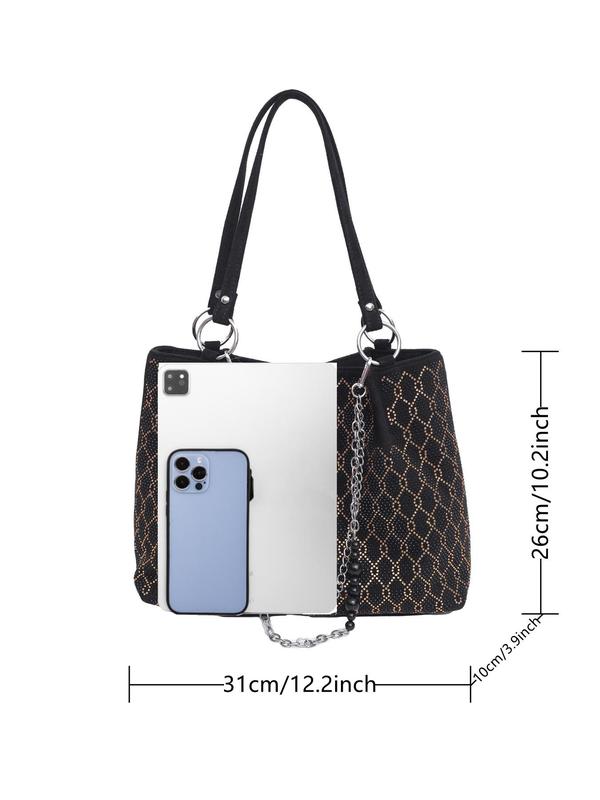 Women's Elegant Rhinestone Decor Butterfly Design Tote Bag, Fashion Chain Strap Shoulder Bag for Work & Daily, Casual Trendy Versatile High-quality Daily Bag