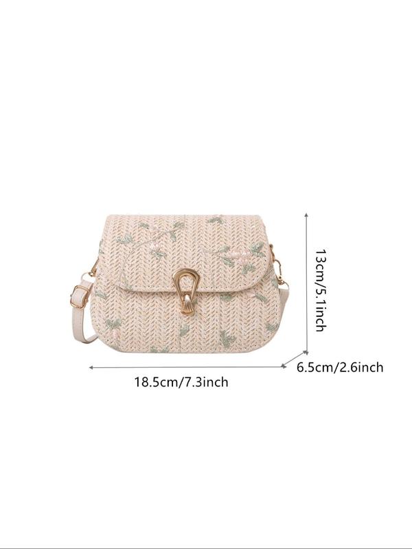 Women's Fashionable Floral Embroidering Design Crossbody Bag, Casual Shoulder Bag for Daily Used, Trendy Versatile High-quality Daily Commuting Bag