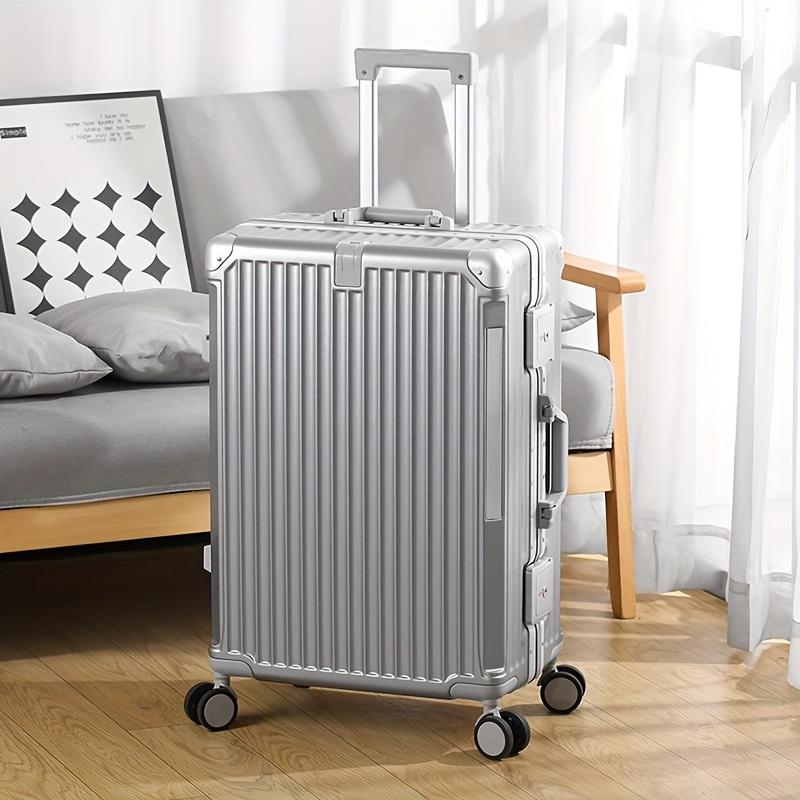 Multifunctional Aluminum Alloy Frame Suitcase, Large-capacity USB Charging Interface Rear Cup Holder Rolling Wheel Trolley Case, Universal Wheel Unisex Password Push Box 20in 24in 26in