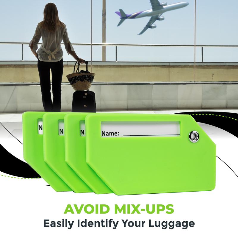Untethered 4-Pack Luggage Tag Set | Luggage Tags, Luggage Tags for Suitcases, Bag Tag, Luggage Tags 4 Pack, Suitcase Tags, Identifiers Travel Bag Tags for Luggage, Name Travel Tags for Luggage (Green)