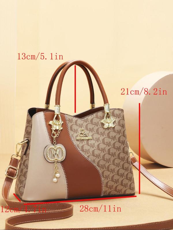 Women's Fashionable All Over Print Crossbody Bag & Wallet & Pouch Set, Casual Versatile PU Leather Shoulder Bag Set, Trendy High-quality Daily Commuting Bag Set